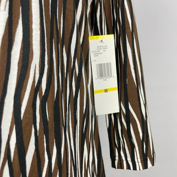 Jones New York Sport | NWT Black Brown White Stripe Jersey Knit Shift Dress - Picture 5 of 7
